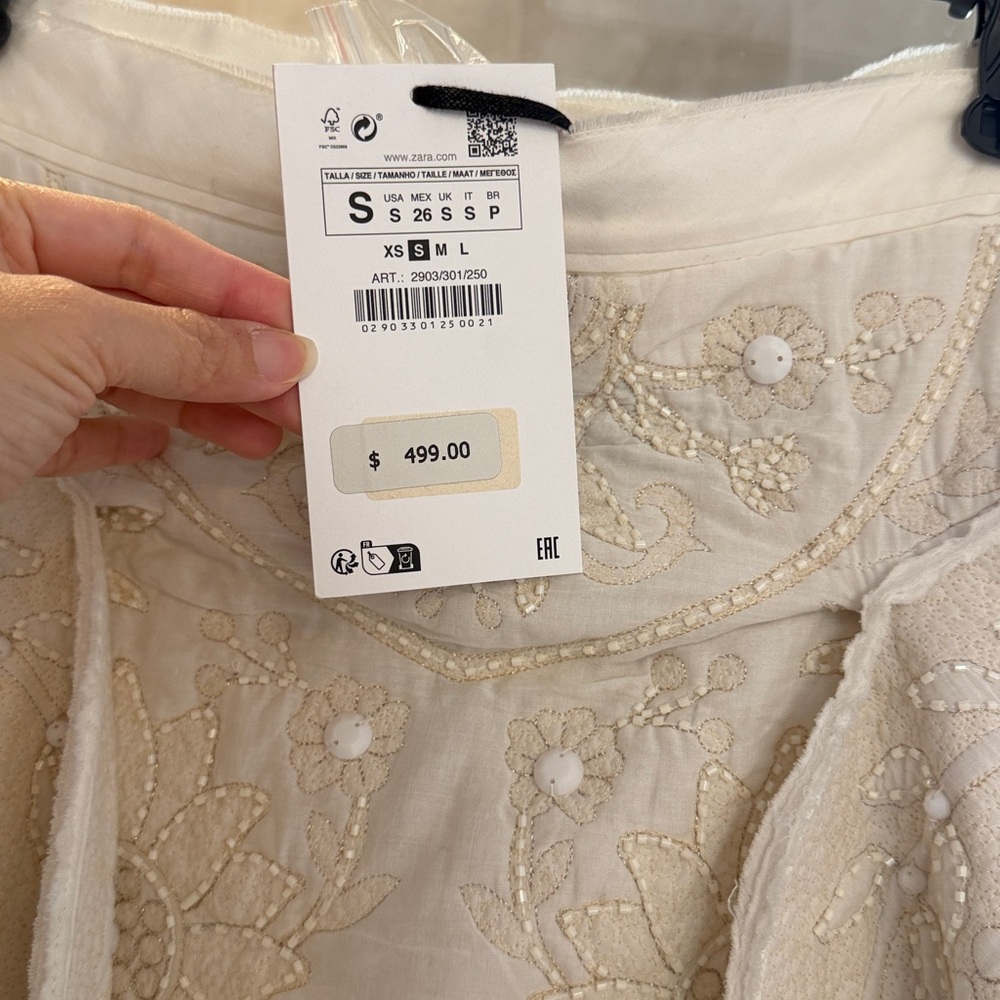 Zara ATELIER Embroiderd Cape skirt limited edition Cream Textured A-Line Skirt - Picture 11 of 11